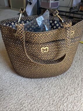 Eric Javits Black and Gold Woven Tote